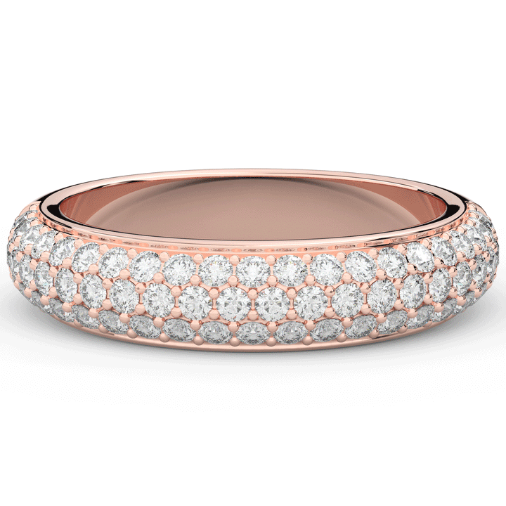 0.75CT.TW ROUND LAB DIAMOND 3 ROW WEDDING BAND - Nazarelle