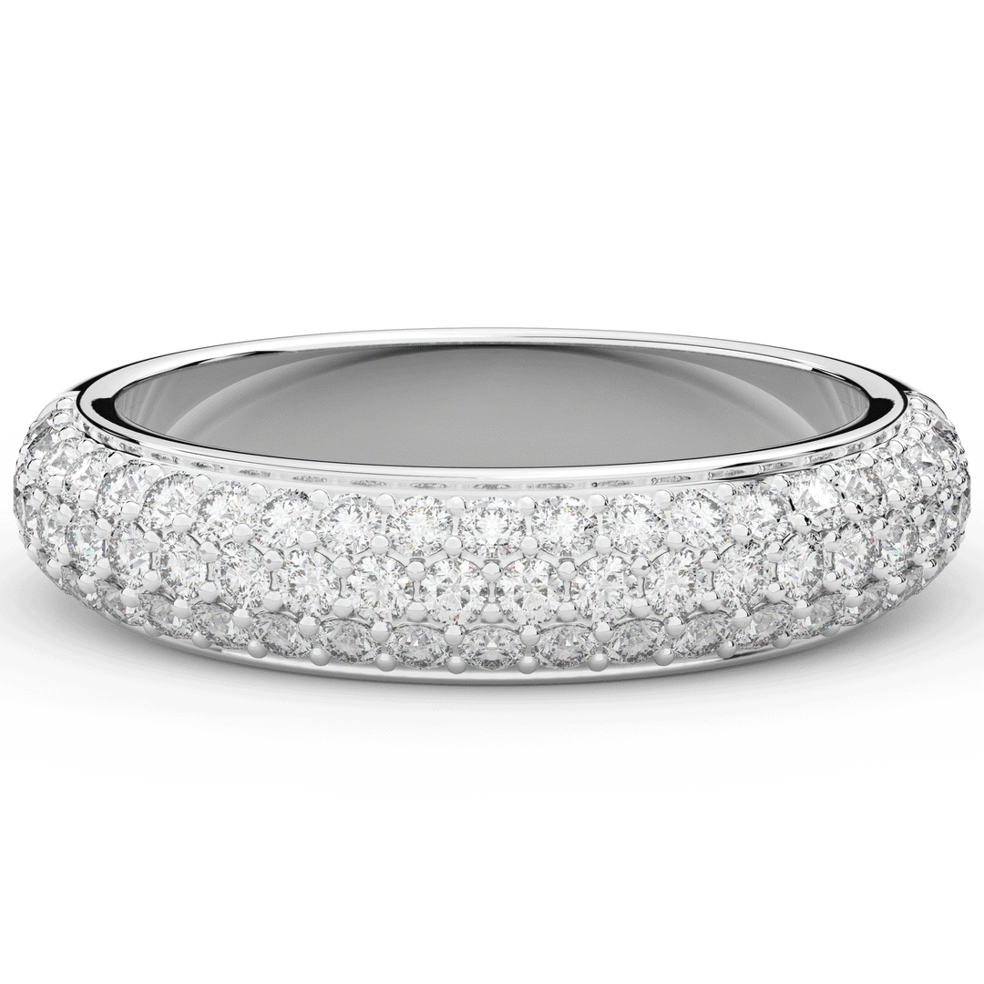 0.75CT.TW ROUND LAB DIAMOND 3 ROW WEDDING BAND - Nazarelle
