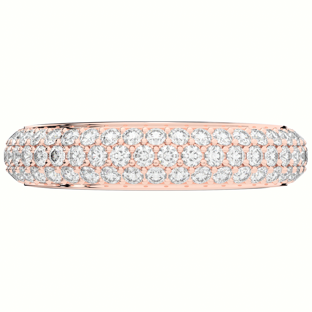 0.75CT.TW ROUND LAB DIAMOND 3 ROW WEDDING BAND - Nazarelle