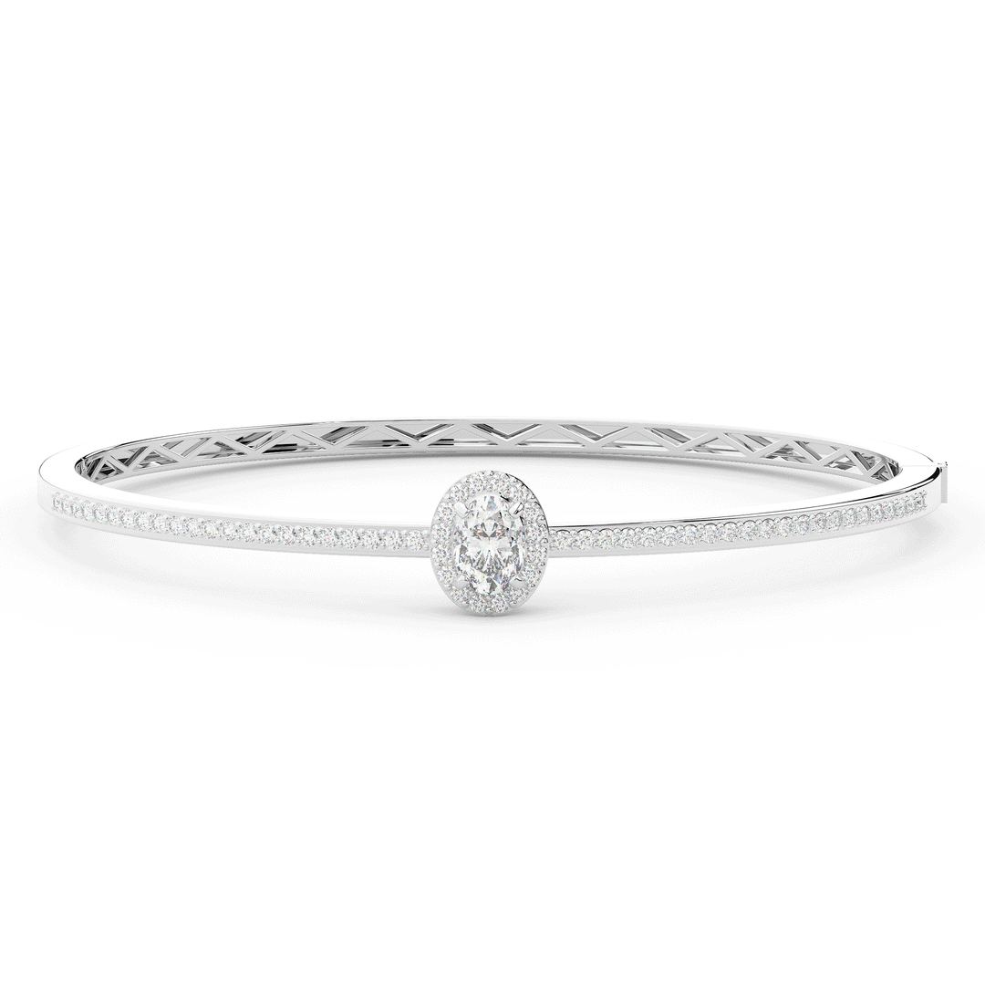 1.40CT.TW OVAL AND ROUND LAB DIAMOND BANGLE - Nazarelle