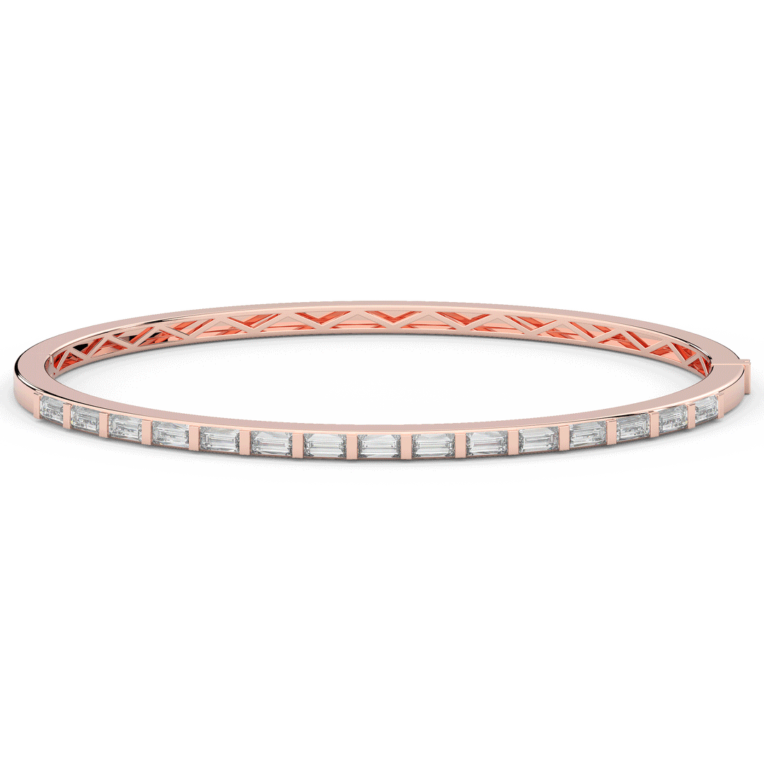 1.50CT.TW BAGUETTE LAB DIAMOND SHARED PRONG BANGLE - Nazarelle