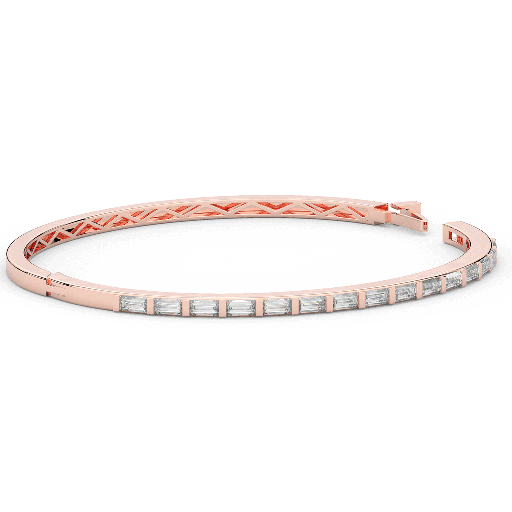 1.50CT.TW BAGUETTE LAB DIAMOND SHARED PRONG BANGLE - Nazarelle