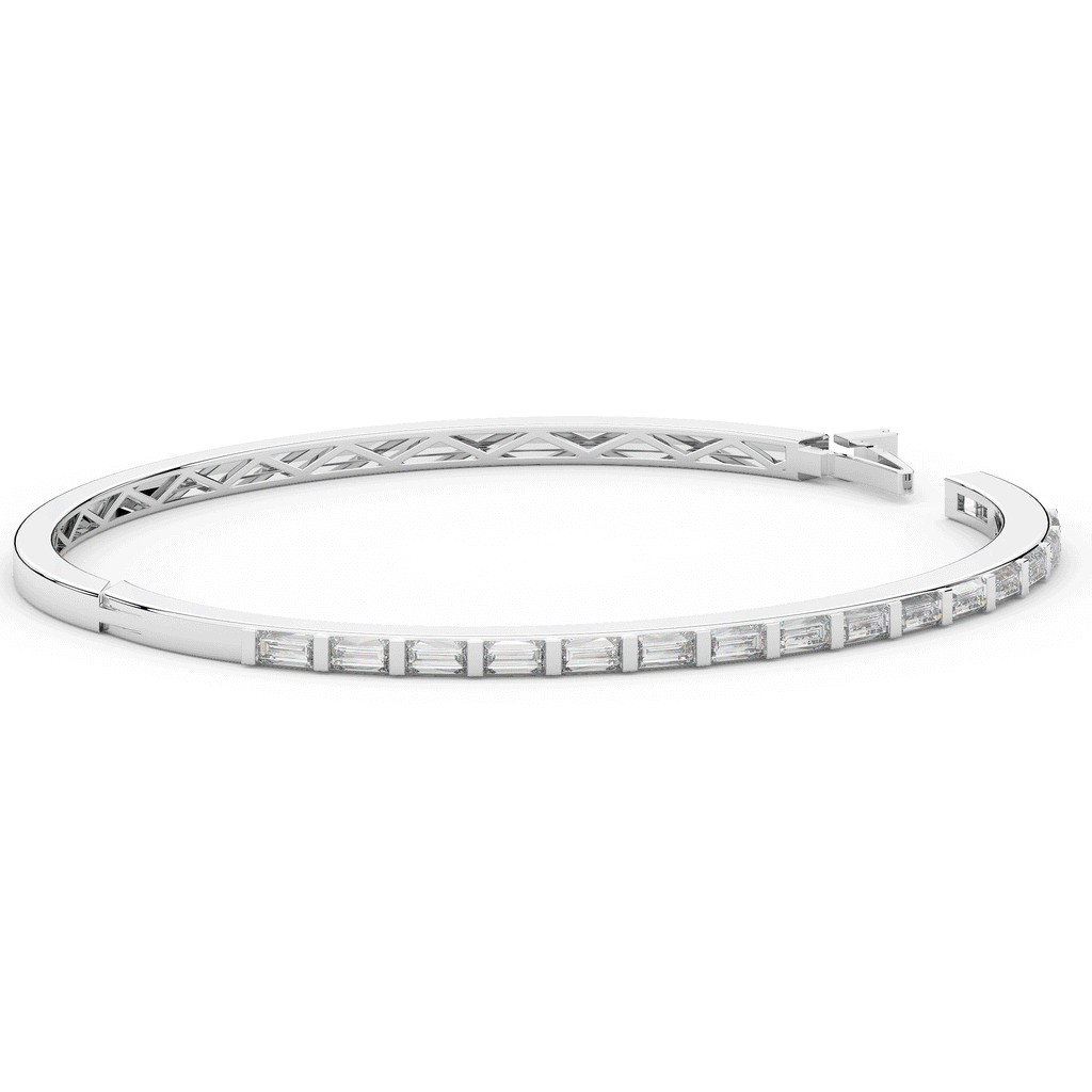 1.50CT.TW BAGUETTE LAB DIAMOND SHARED PRONG BANGLE - Nazarelle