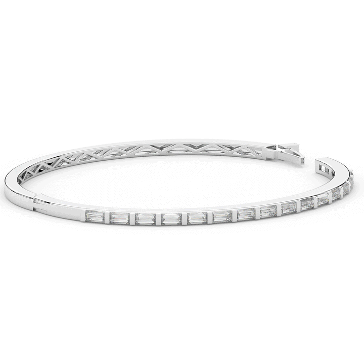 1.50CT.TW BAGUETTE LAB DIAMOND SHARED PRONG BANGLE - Nazarelle