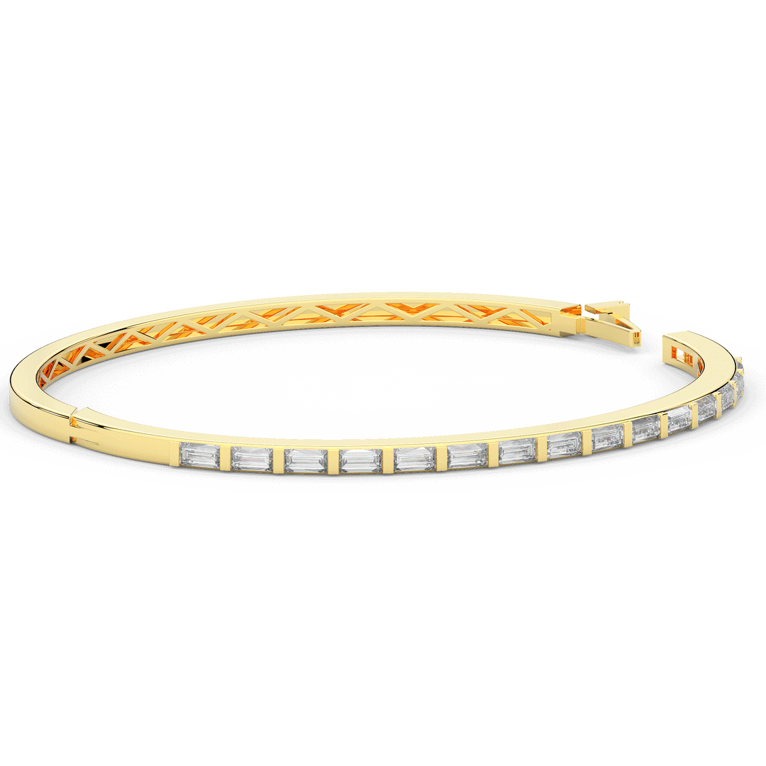 1.50CT.TW BAGUETTE LAB DIAMOND SHARED PRONG BANGLE - Nazarelle