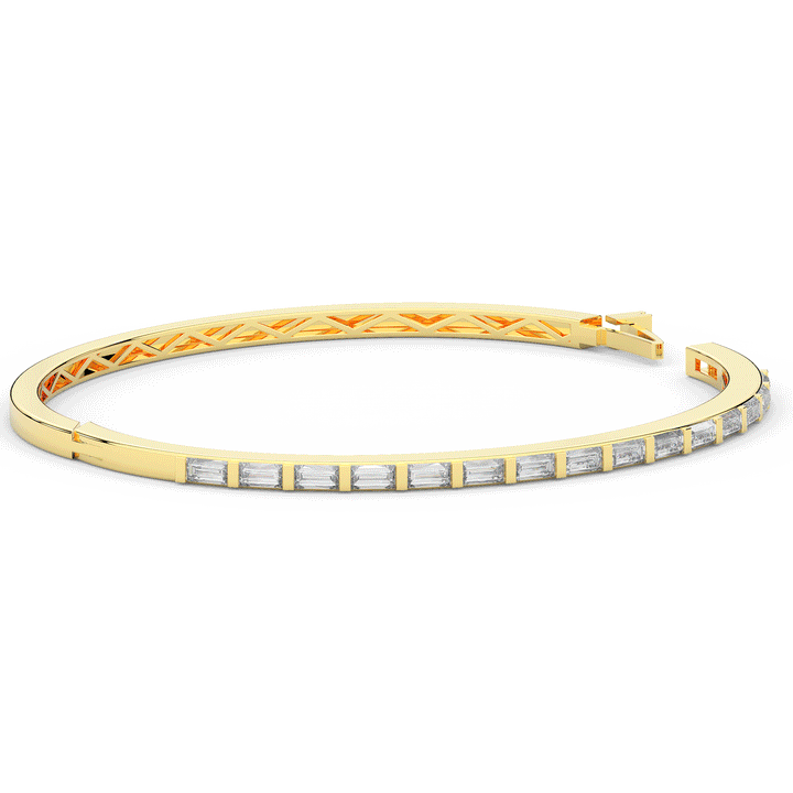 1.50CT.TW BAGUETTE LAB DIAMOND SHARED PRONG BANGLE - Nazarelle