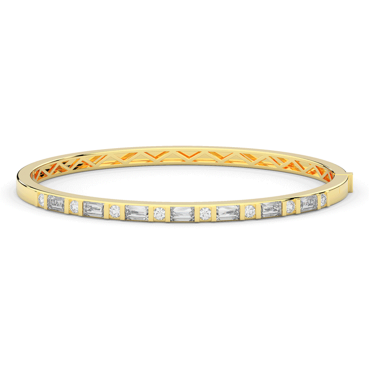 2.75CT.TW ROUND AND EMERALD CUT LAB DIAMOND SHARED PRONG BANGLE - Nazarelle