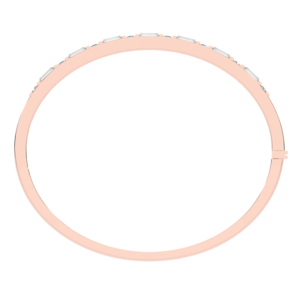 2.75CT.TW ROUND AND EMERALD CUT LAB DIAMOND SHARED PRONG BANGLE - Nazarelle