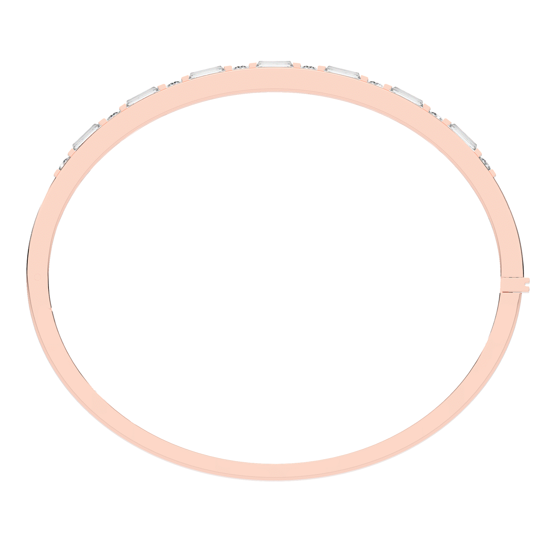 2.75CT.TW ROUND AND EMERALD CUT LAB DIAMOND SHARED PRONG BANGLE - Nazarelle