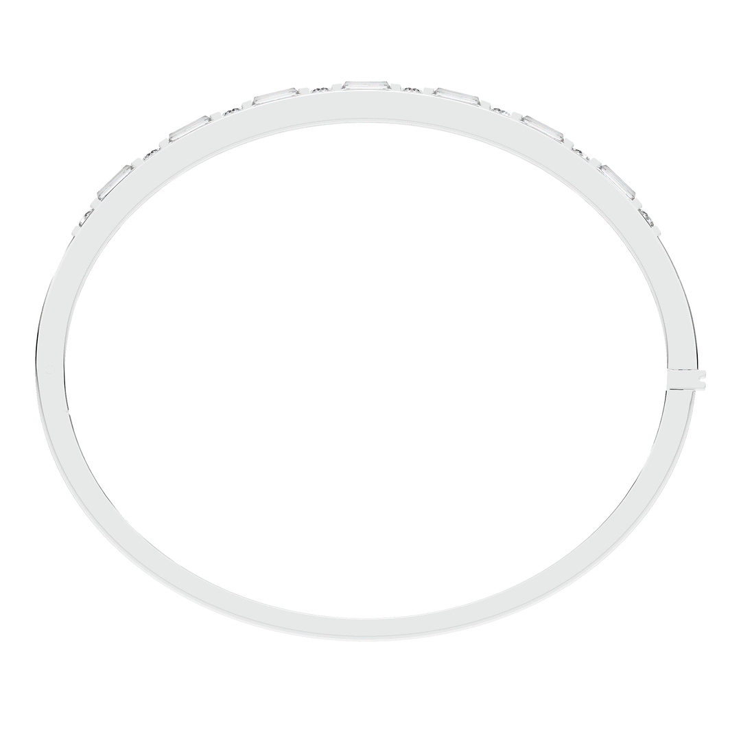 2.75CT.TW ROUND AND EMERALD CUT LAB DIAMOND SHARED PRONG BANGLE - Nazarelle