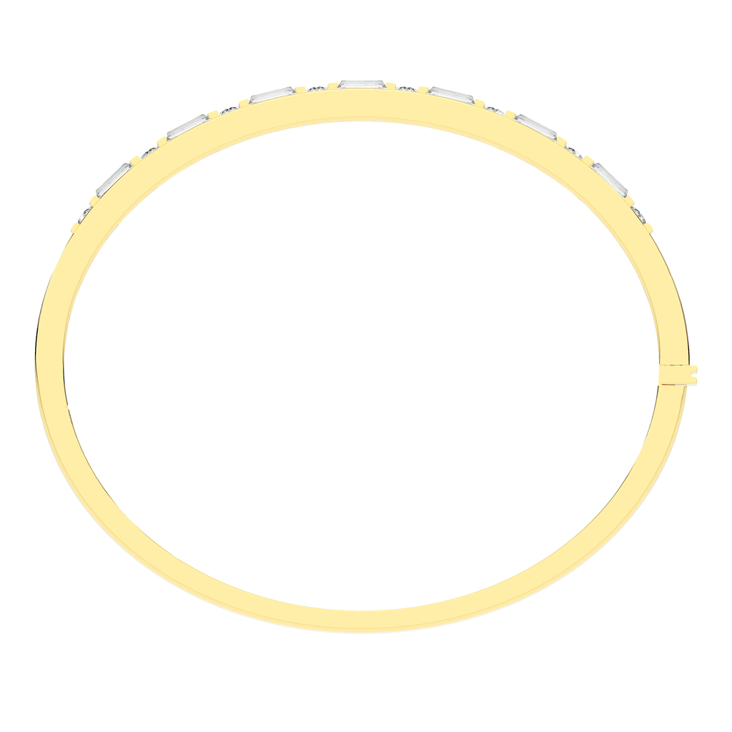 2.75CT.TW ROUND AND EMERALD CUT LAB DIAMOND SHARED PRONG BANGLE - Nazarelle