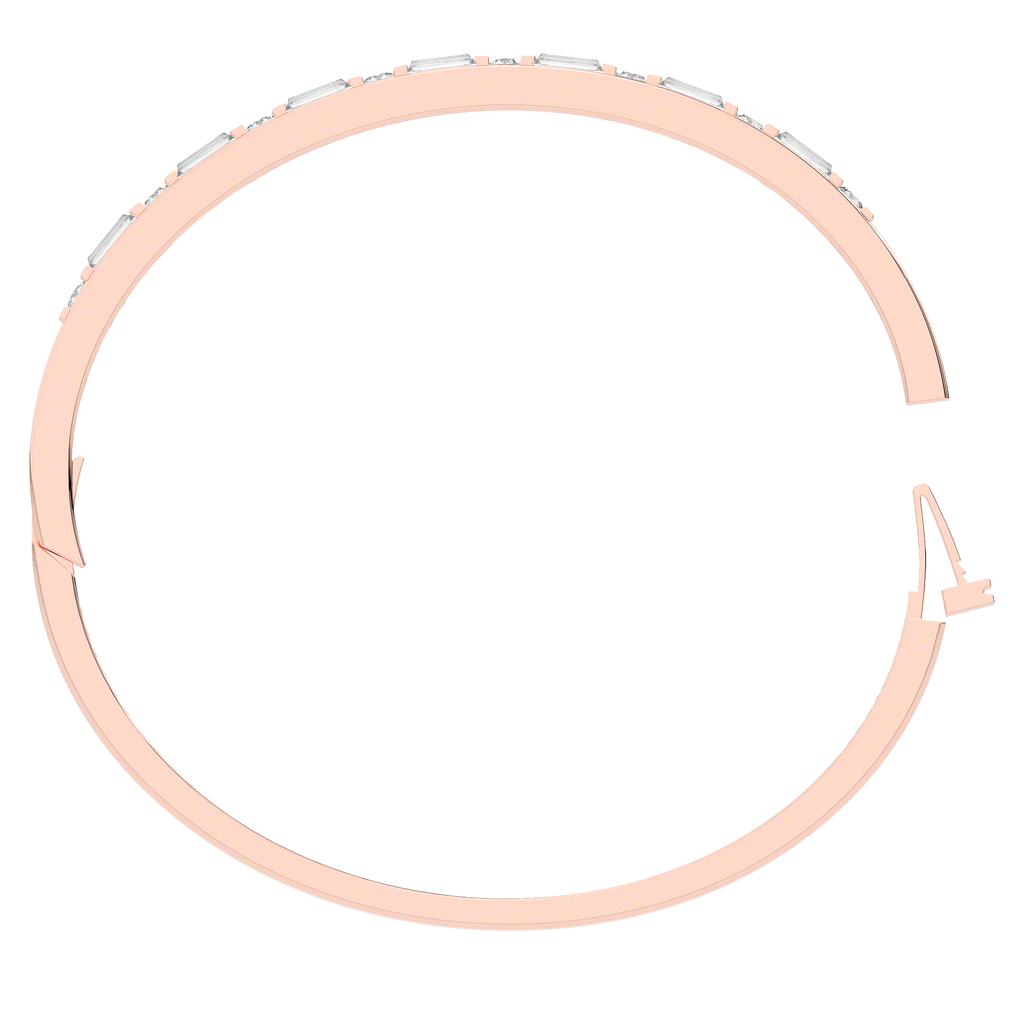 2.75CT.TW ROUND AND EMERALD CUT LAB DIAMOND SHARED PRONG BANGLE - Nazarelle