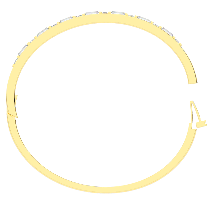 2.75CT.TW ROUND AND EMERALD CUT LAB DIAMOND SHARED PRONG BANGLE - Nazarelle