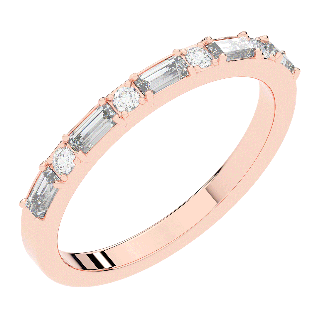 0.45CT.TW BAGUETTE AND ROUND LAB DIAMOND WEDDING BAND - Nazarelle