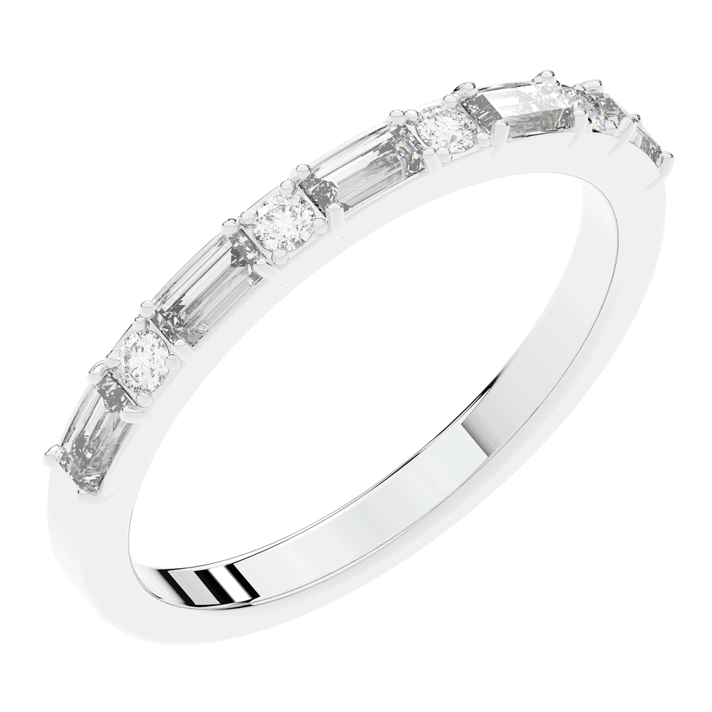 0.45CT.TW BAGUETTE AND ROUND LAB DIAMOND WEDDING BAND - Nazarelle