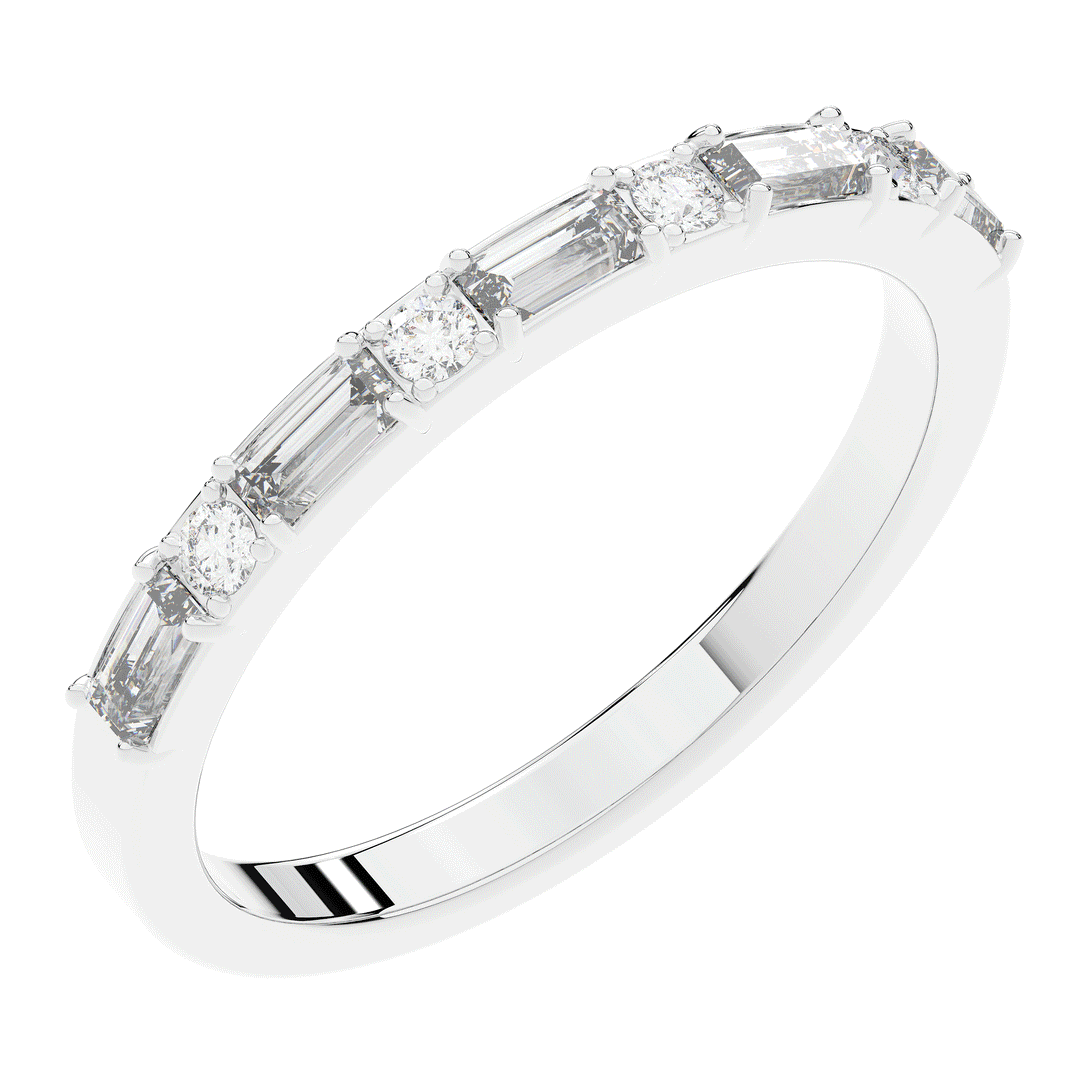 0.45CT.TW BAGUETTE AND ROUND LAB DIAMOND WEDDING BAND - Nazarelle