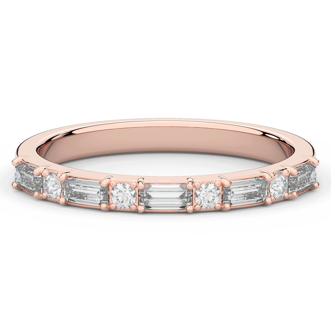 0.45CT.TW BAGUETTE AND ROUND LAB DIAMOND WEDDING BAND - Nazarelle