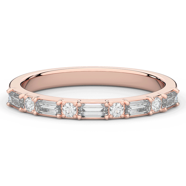 0.45CT.TW BAGUETTE AND ROUND LAB DIAMOND WEDDING BAND - Nazarelle