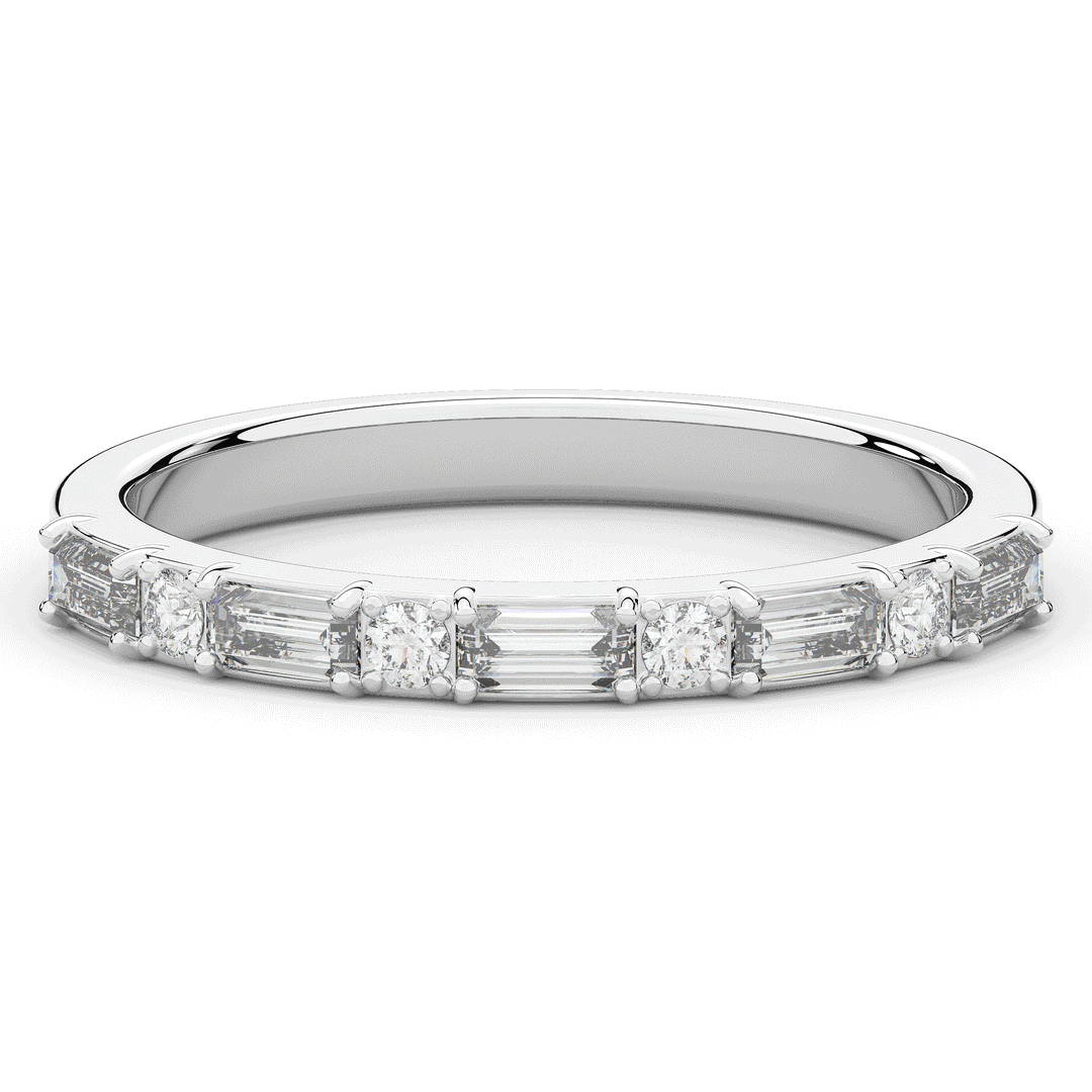 0.45CT.TW BAGUETTE AND ROUND LAB DIAMOND WEDDING BAND - Nazarelle