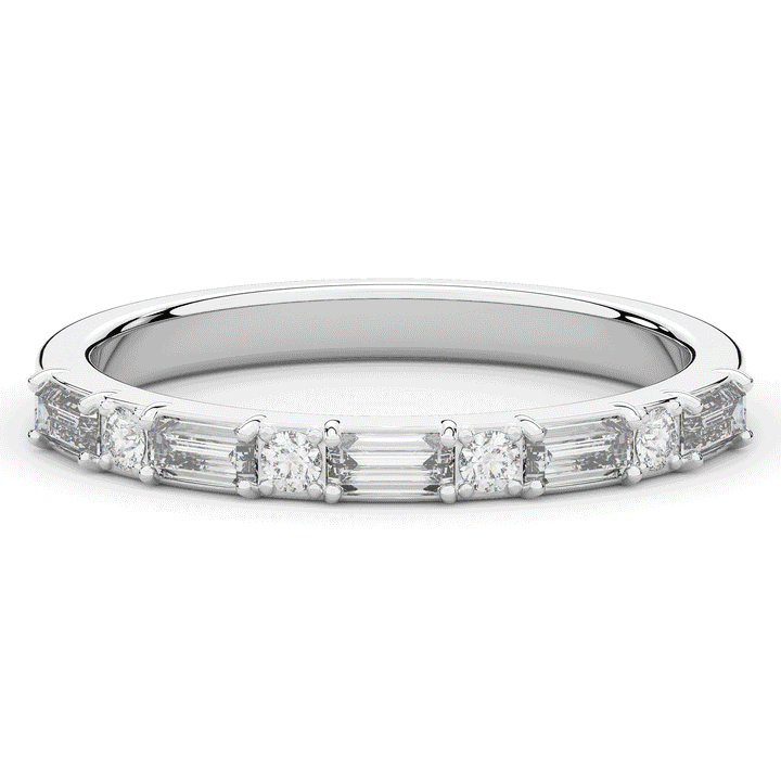 0.45CT.TW BAGUETTE AND ROUND LAB DIAMOND WEDDING BAND - Nazarelle