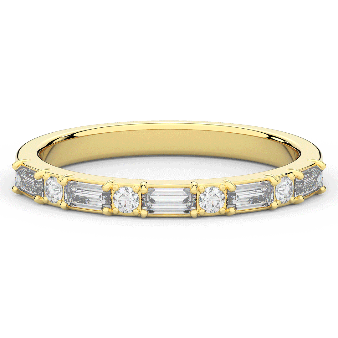 0.45CT.TW BAGUETTE AND ROUND LAB DIAMOND WEDDING BAND - Nazarelle