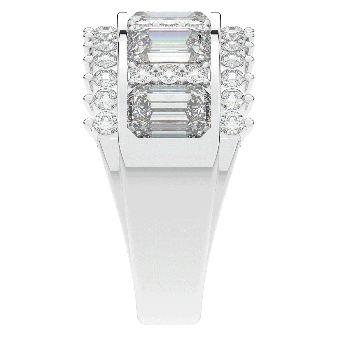 4.40CT.TW EMERALD CUT AND ROUND LAB DIAMOND WEDDING BAND - Nazarelle