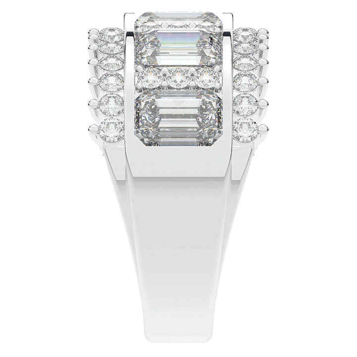 4.40CT.TW EMERALD CUT AND ROUND LAB DIAMOND WEDDING BAND - Nazarelle