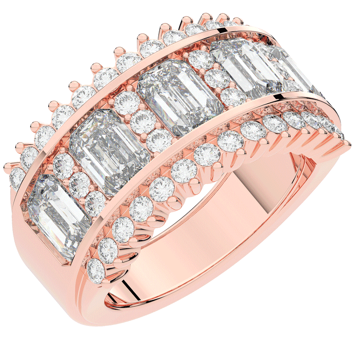 4.40CT.TW EMERALD CUT AND ROUND LAB DIAMOND WEDDING BAND - Nazarelle