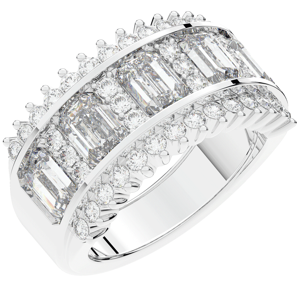 4.40CT.TW EMERALD CUT AND ROUND LAB DIAMOND WEDDING BAND - Nazarelle