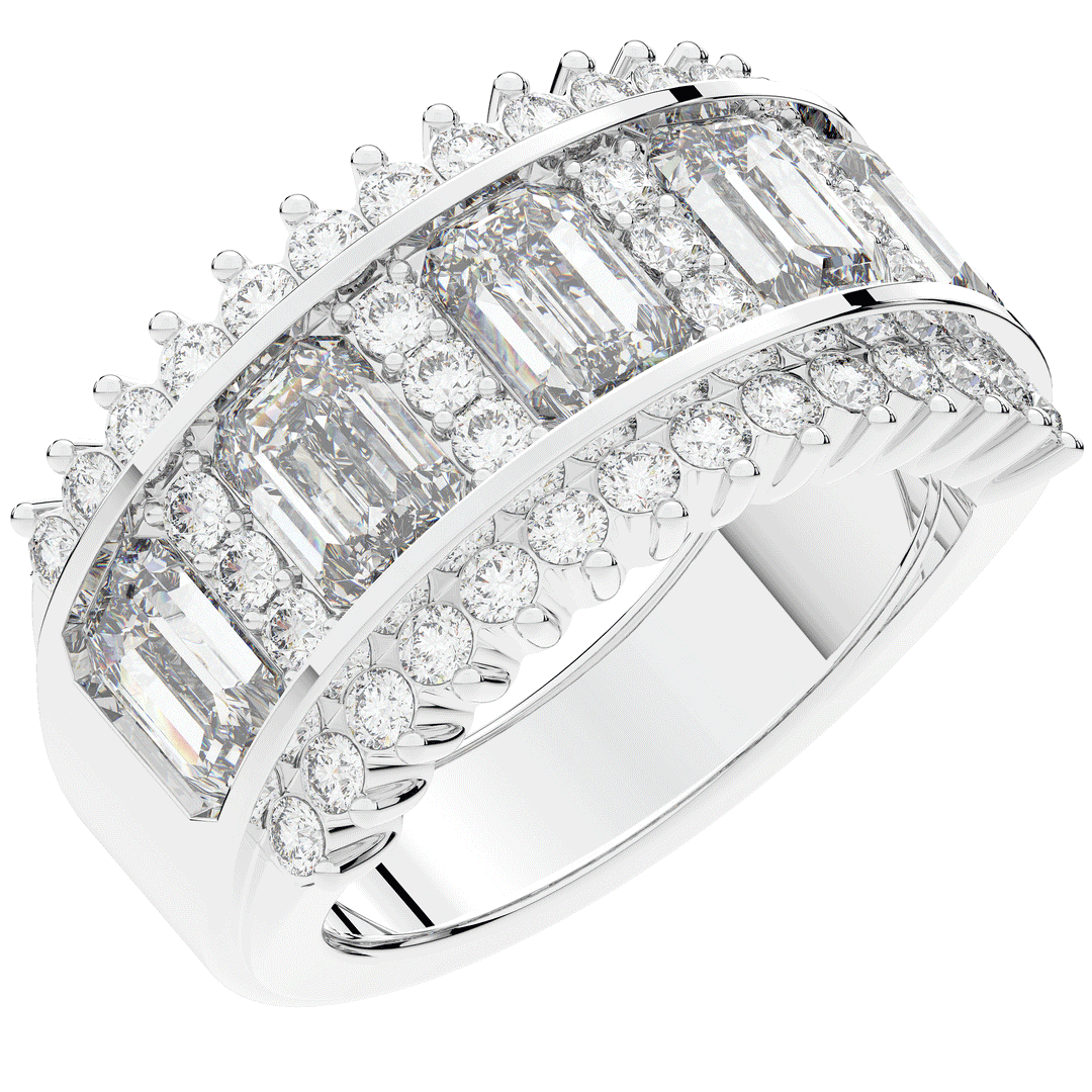 4.40CT.TW EMERALD CUT AND ROUND LAB DIAMOND WEDDING BAND - Nazarelle