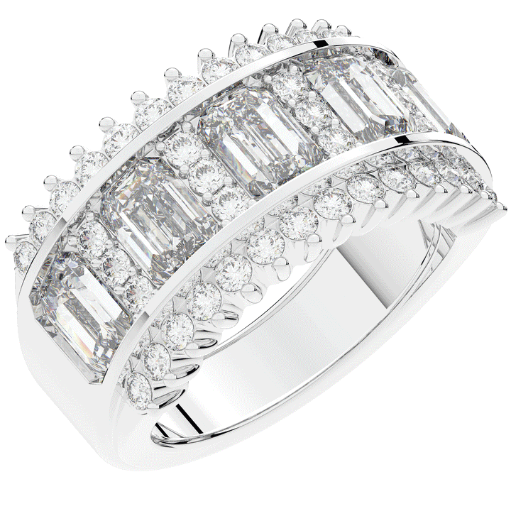 4.40CT.TW EMERALD CUT AND ROUND LAB DIAMOND WEDDING BAND - Nazarelle