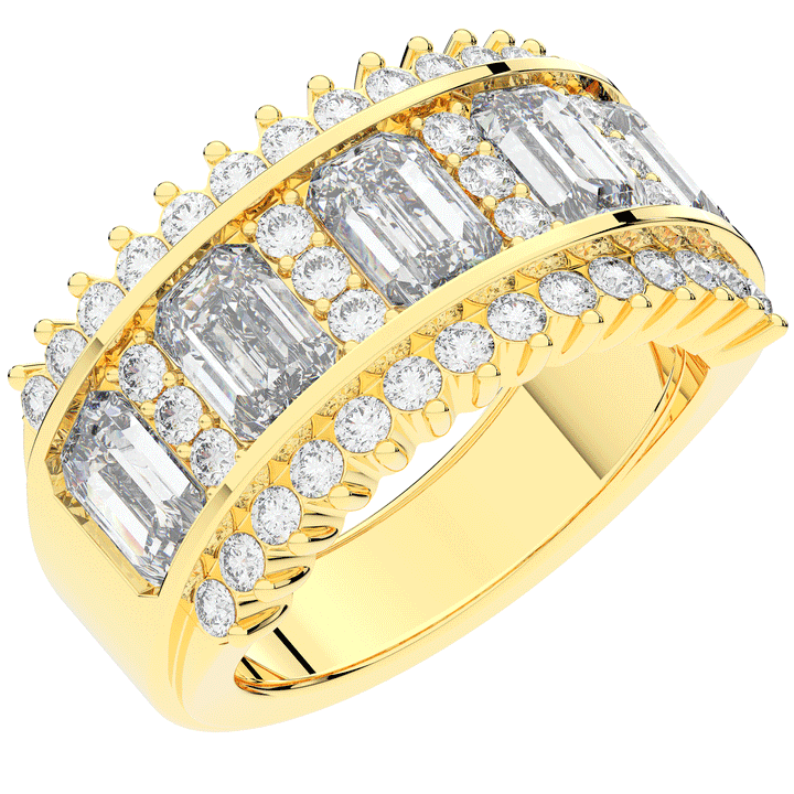 4.40CT.TW EMERALD CUT AND ROUND LAB DIAMOND WEDDING BAND - Nazarelle