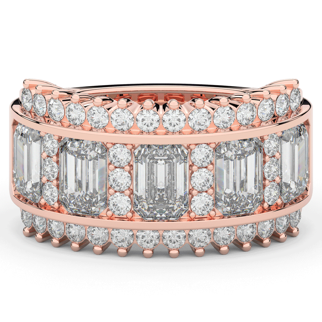 4.40CT.TW EMERALD CUT AND ROUND LAB DIAMOND WEDDING BAND - Nazarelle