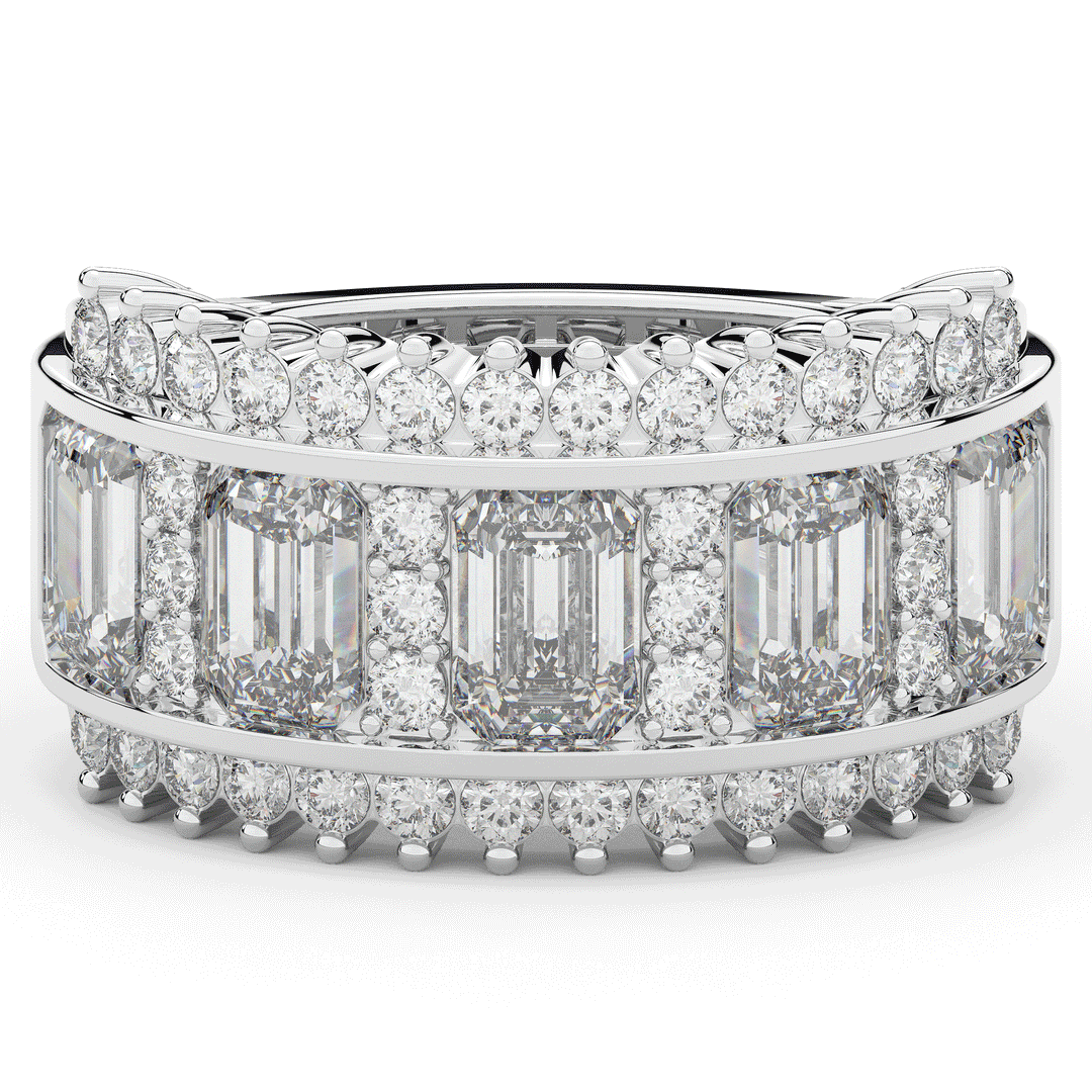 4.40CT.TW EMERALD CUT AND ROUND LAB DIAMOND WEDDING BAND - Nazarelle