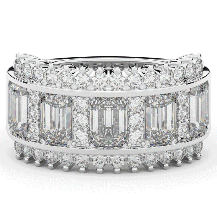 4.40CT.TW EMERALD CUT AND ROUND LAB DIAMOND WEDDING BAND - Nazarelle