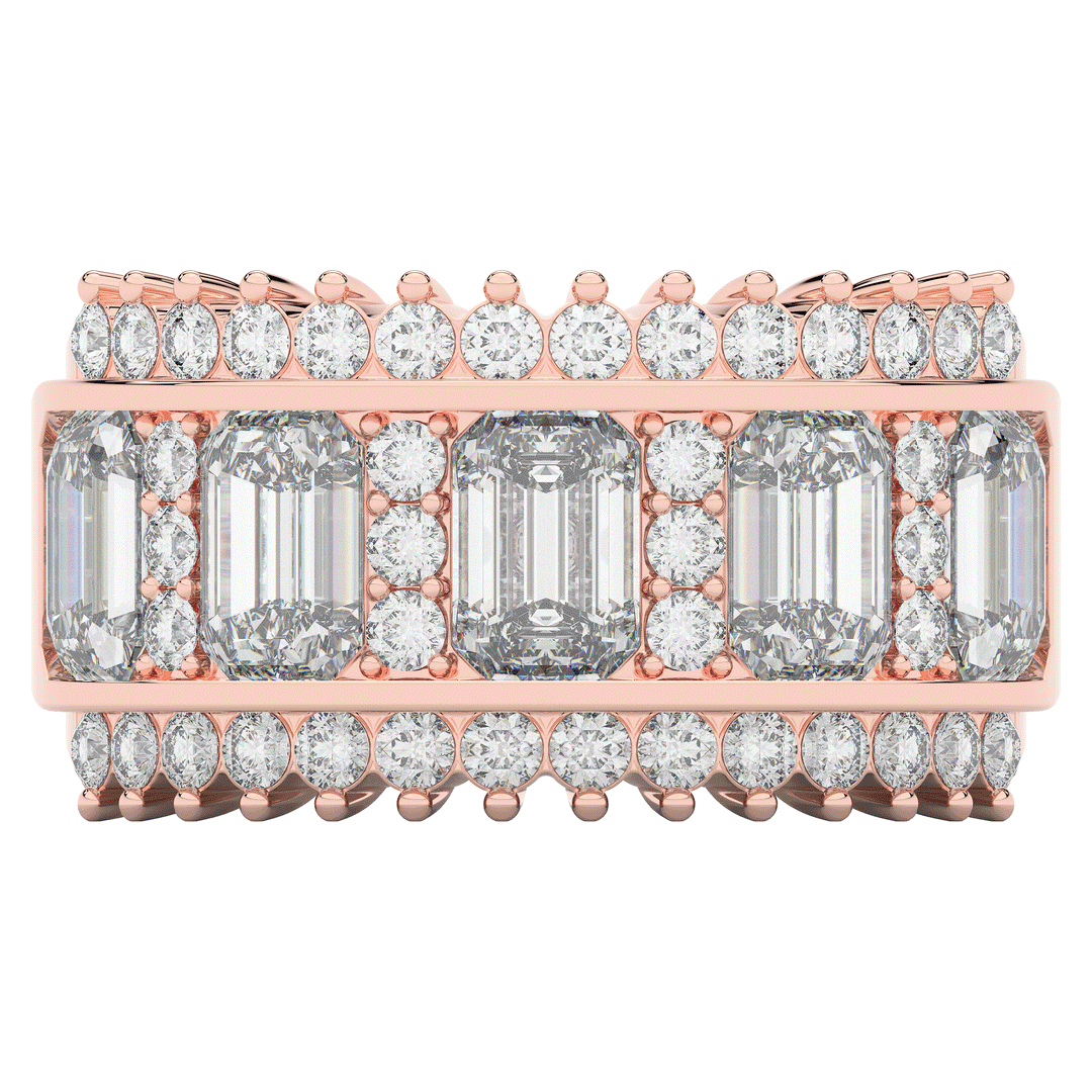 4.40CT.TW EMERALD CUT AND ROUND LAB DIAMOND WEDDING BAND - Nazarelle