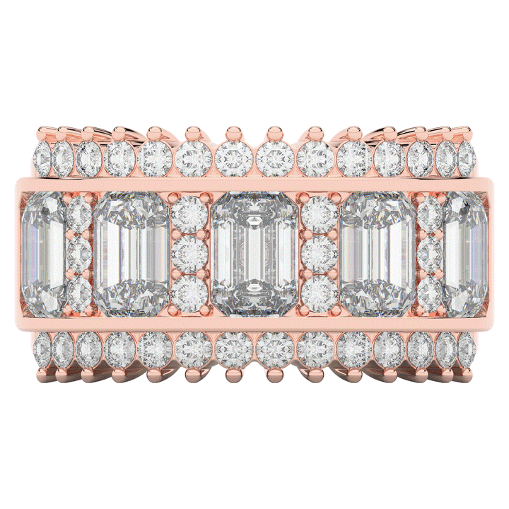 4.40CT.TW EMERALD CUT AND ROUND LAB DIAMOND WEDDING BAND - Nazarelle