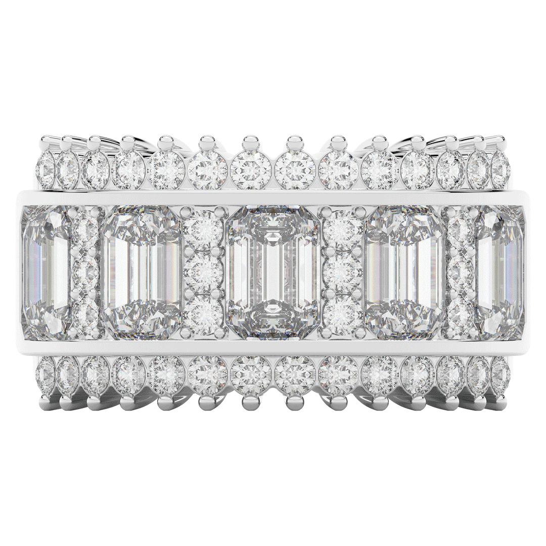 4.40CT.TW EMERALD CUT AND ROUND LAB DIAMOND WEDDING BAND - Nazarelle
