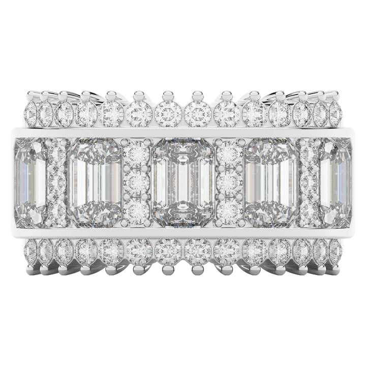 4.40CT.TW EMERALD CUT AND ROUND LAB DIAMOND WEDDING BAND - Nazarelle