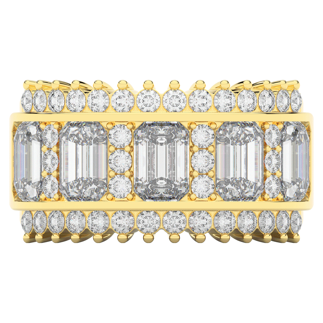 4.40CT.TW EMERALD CUT AND ROUND LAB DIAMOND WEDDING BAND - Nazarelle