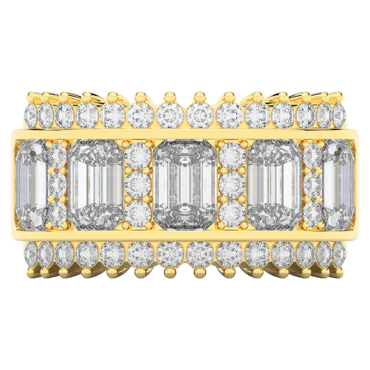 4.40CT.TW EMERALD CUT AND ROUND LAB DIAMOND WEDDING BAND - Nazarelle