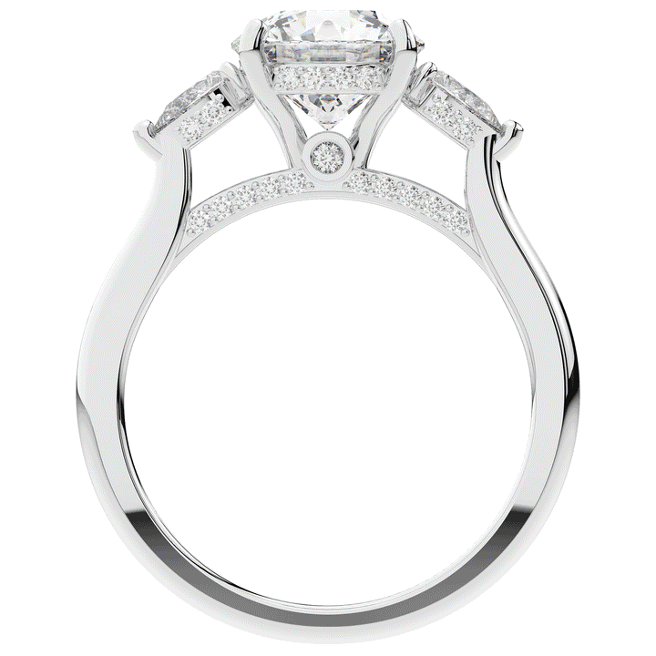 2.40CT.TW ROUND LAB DIAMOND 3 STONE ENGAGEMENT RING - Nazarelle
