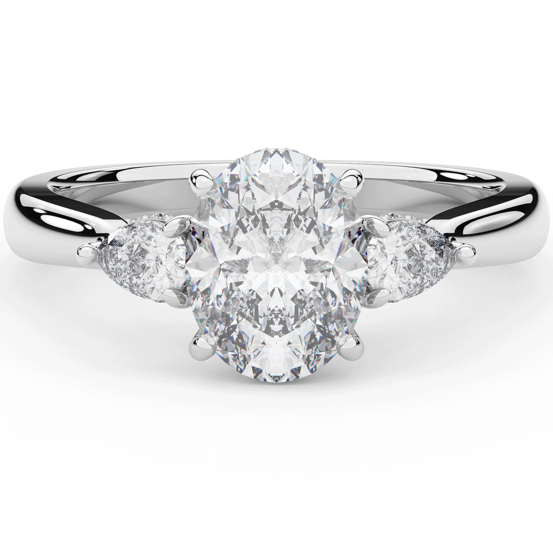 2.40CT.TW OVAL LAB DIAMOND 3 STONE ENGAGEMENT RING - Nazarelle