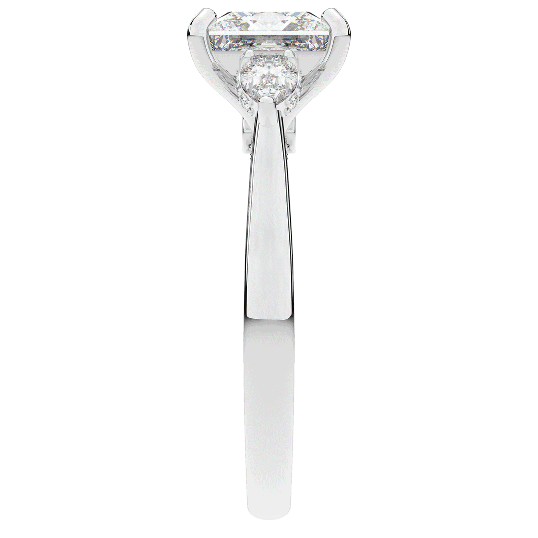2.40CT.TW PRINCESS LAB DIAMOND 3 STONE ENGAGEMENT RING - Nazarelle