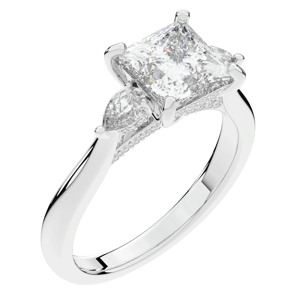 2.40CT.TW PRINCESS LAB DIAMOND 3 STONE ENGAGEMENT RING - Nazarelle
