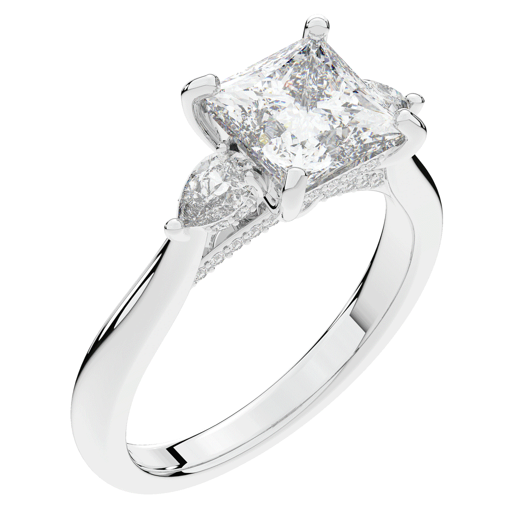 2.40CT.TW PRINCESS LAB DIAMOND 3 STONE ENGAGEMENT RING - Nazarelle