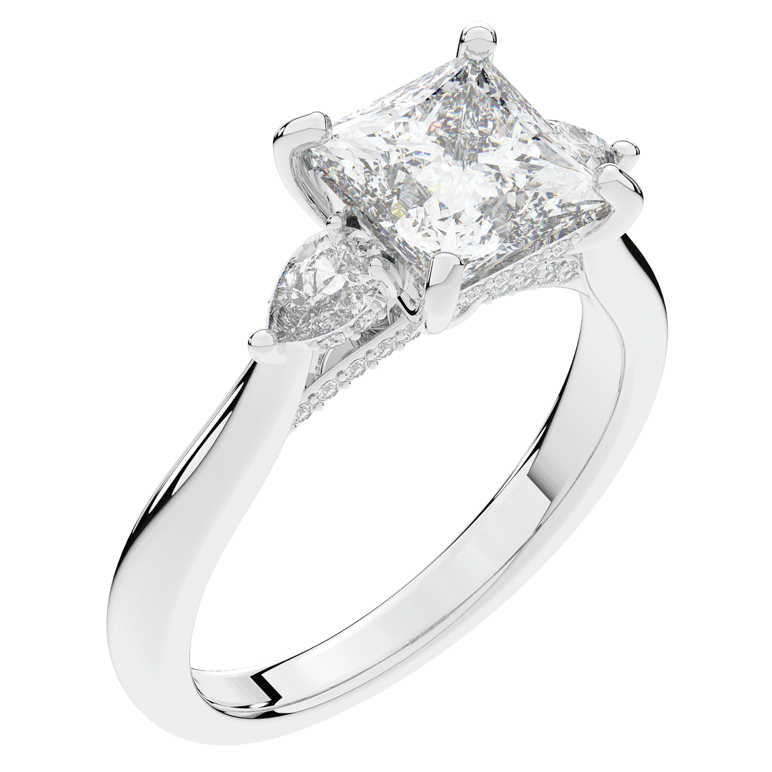 2.40CT.TW PRINCESS LAB DIAMOND 3 STONE ENGAGEMENT RING - Nazarelle