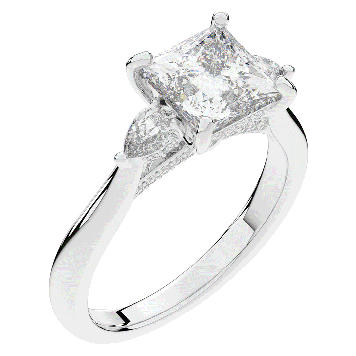 2.40CT.TW PRINCESS LAB DIAMOND 3 STONE ENGAGEMENT RING - Nazarelle