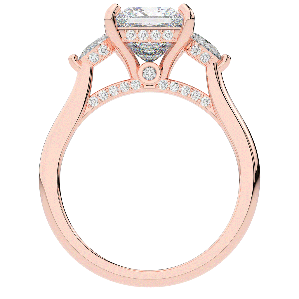 2.40CT.TW PRINCESS LAB DIAMOND 3 STONE ENGAGEMENT RING - Nazarelle