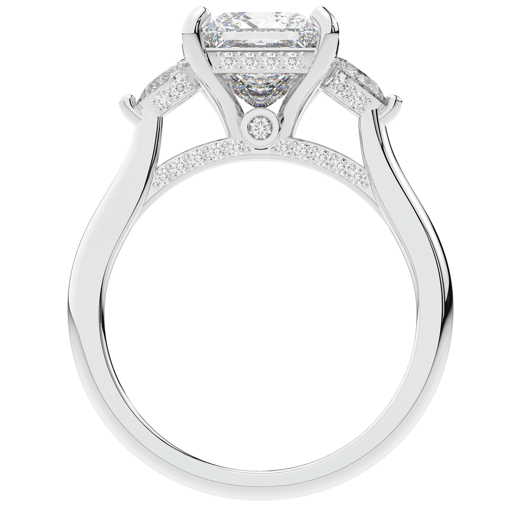 2.40CT.TW PRINCESS LAB DIAMOND 3 STONE ENGAGEMENT RING - Nazarelle